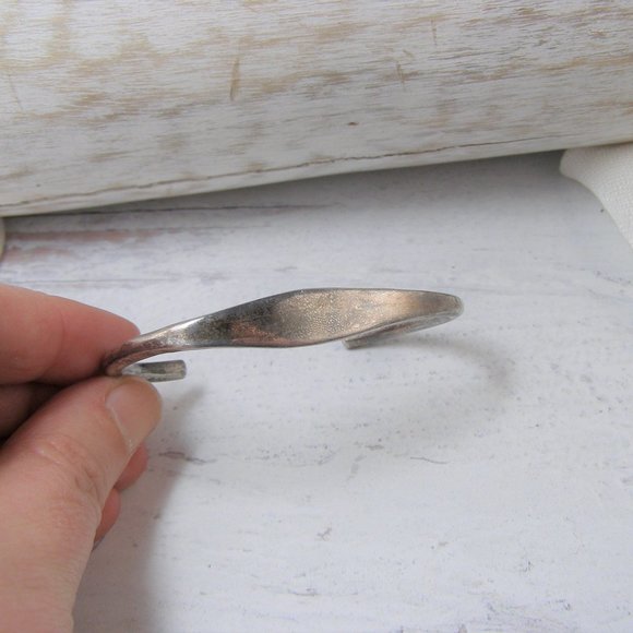 Vintage Sterling Silver ID Style Sleek Stacking Cuff Bracelet Mexico Engraveable - Picture 3 of 6